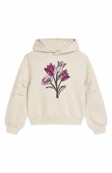 Scotch & Soda Kids' Floral Embroidered Pleated Sleeve Hoodie