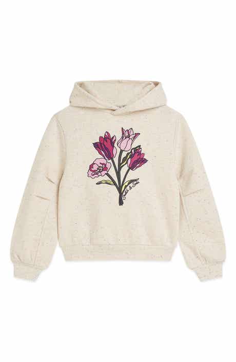 Scotch & Soda Kids' Floral Embroidered Pleated Sleeve Hoodie