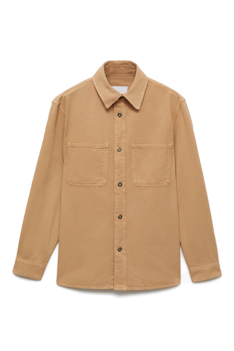 Regular Fit Lyocell & Cotton Button-Up Overshirt, Alternate, color, BEIGE
