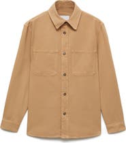 MANGO Regular Fit Lyocell & Cotton Button-Up Overshirt