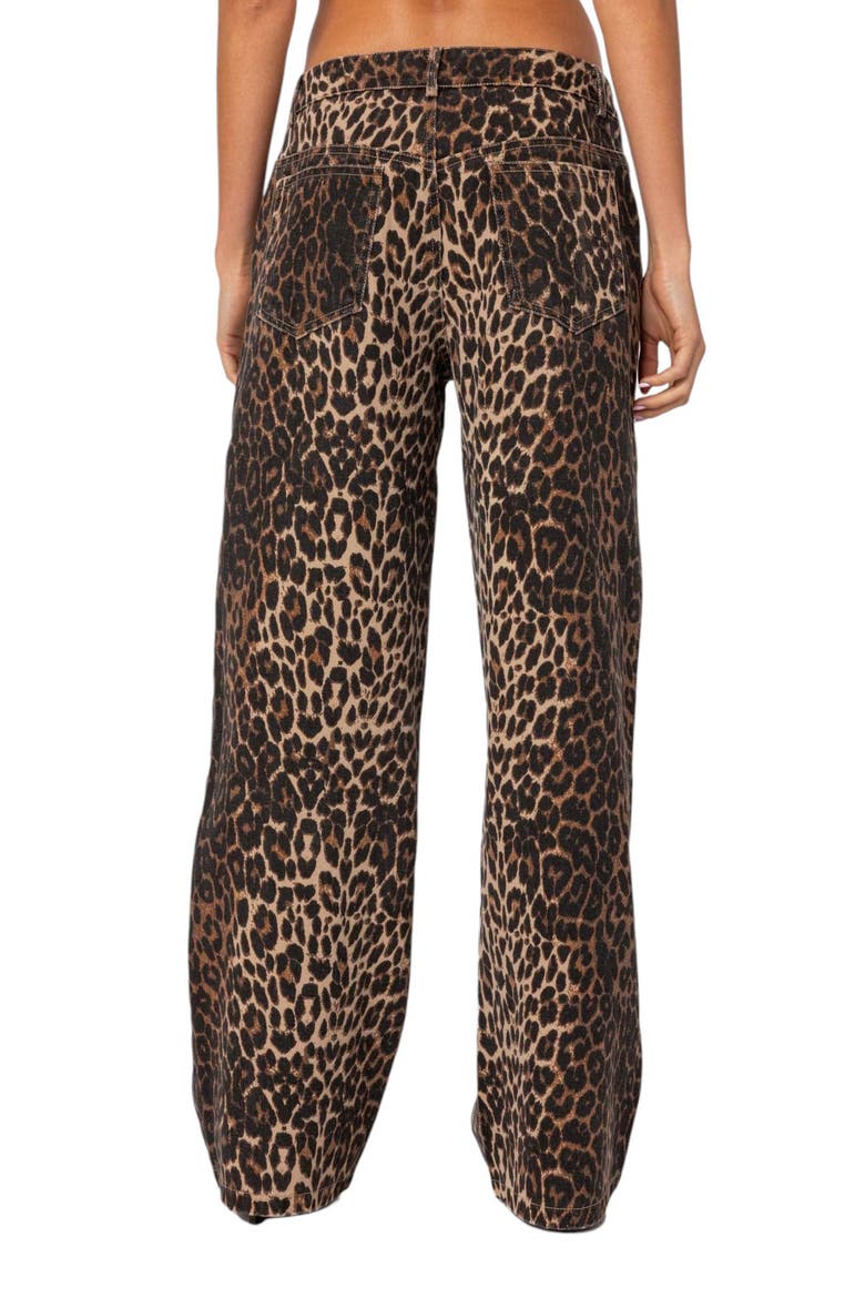 Print Straight Leg Jeans, Alternate, color, LEOPARD