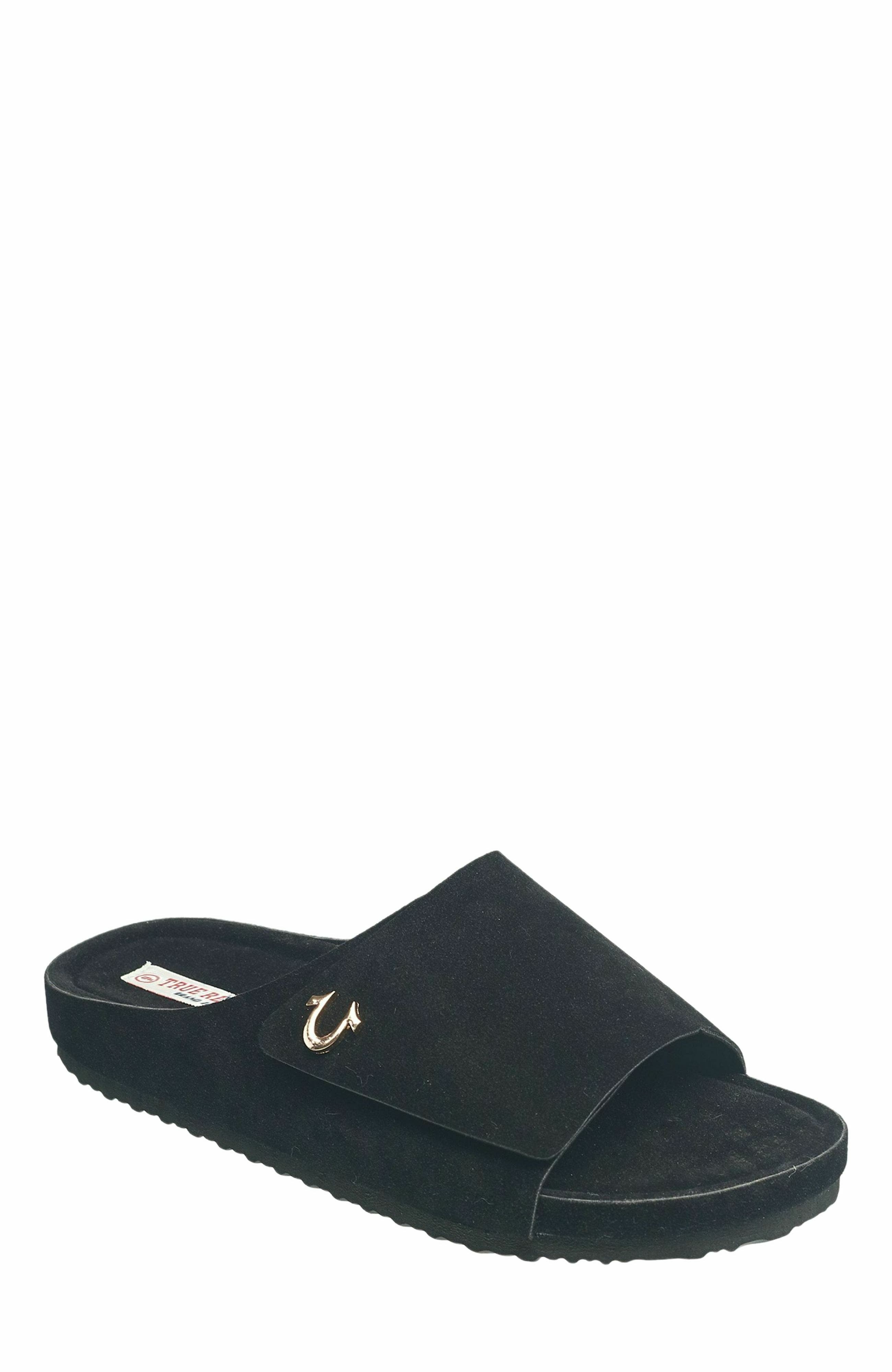 True Religion Billy Velcro Strap Sandal, Main, color, Black