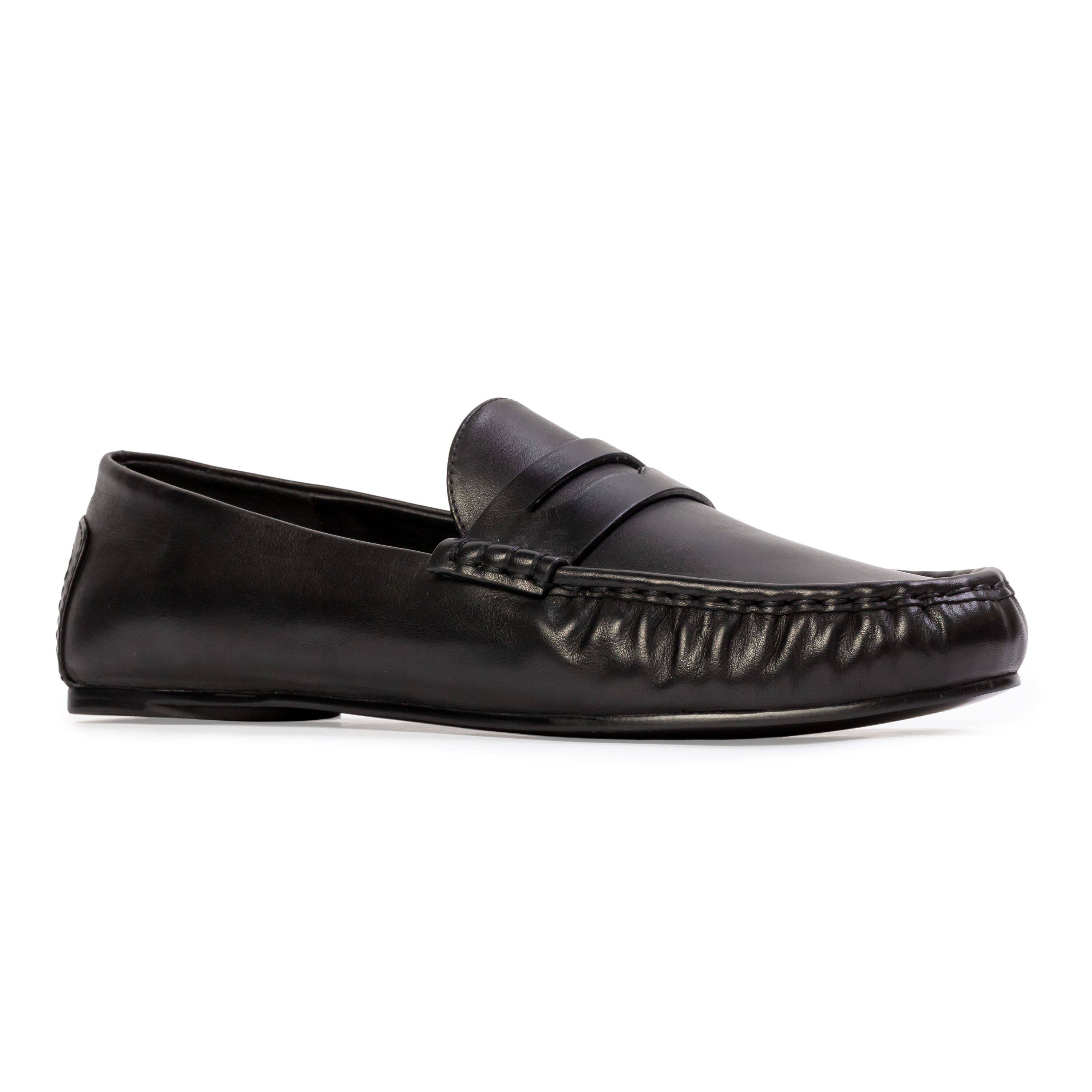 BLACK SUEDE STUDIO Darlyn Leather Mocassin, Alternate, color, Black Leather
