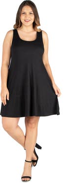 24seven Comfort Apparel Plus Size Fit N Flare Tank Mini Dress