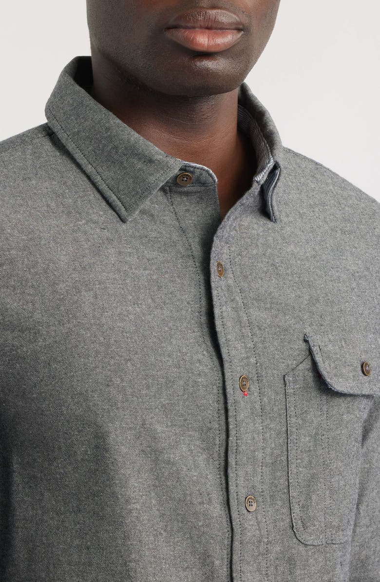Imperfects Tradesman Cotton Chambray Button-Up Shirt, Alternate, color, Obsidian Solid