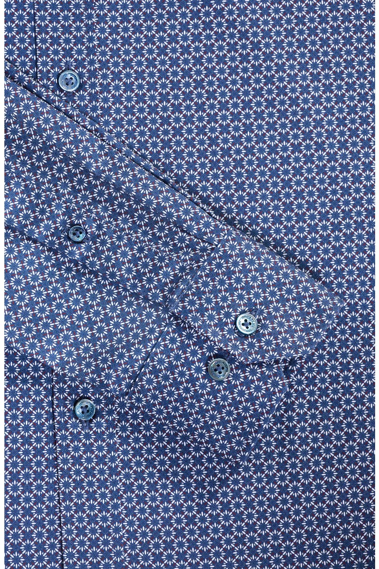 Julian Shaped Fit Geo Print Cotton Button-Up Shirt, Alternate, color, NIGHT BLUE