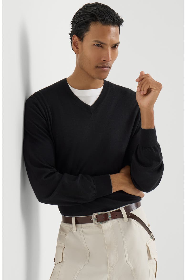 Cashmere and silk lightweight sweater, Alternate, color, Black