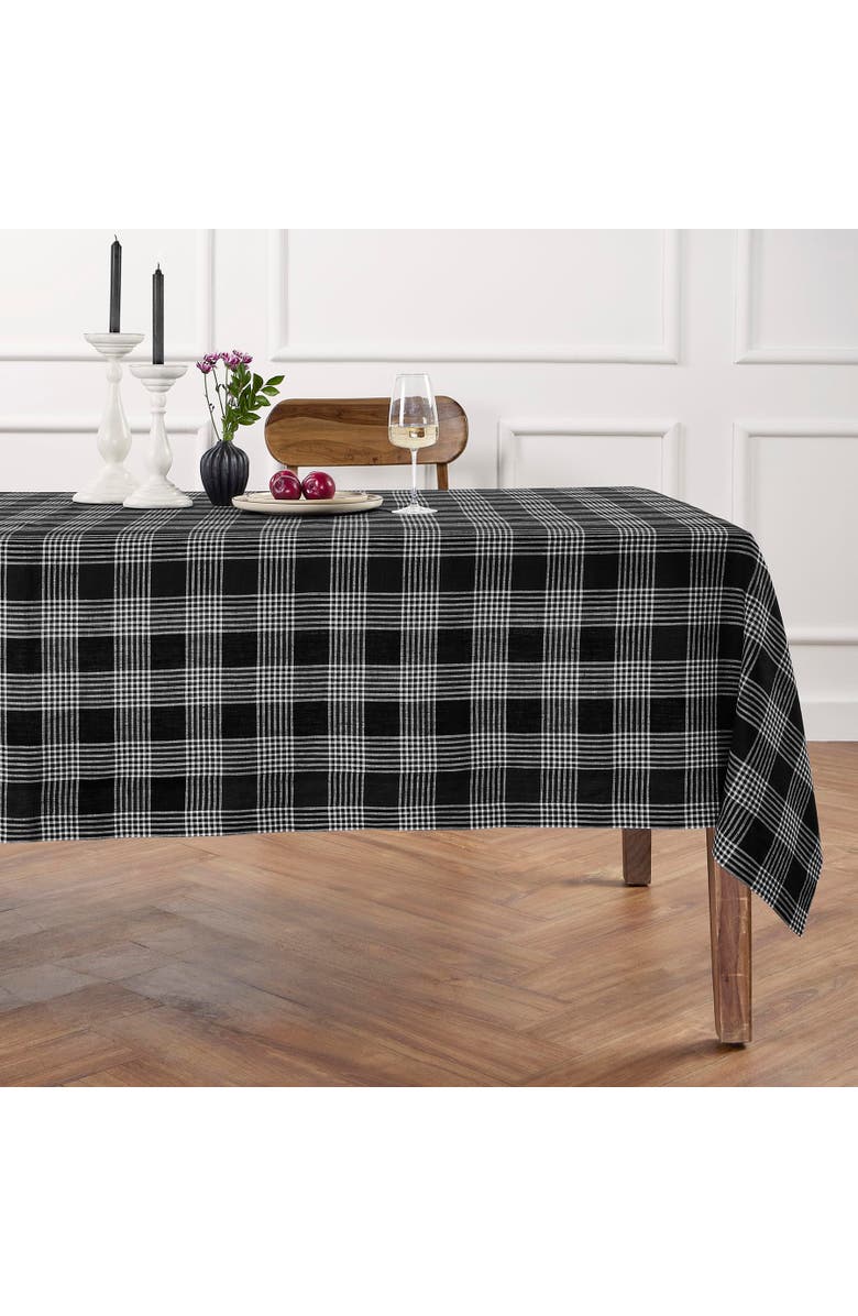 Solino Home Linen Table Throw - Glen Check, Main, color, Black And White