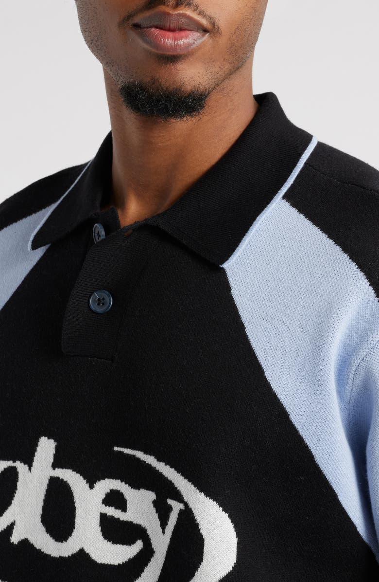 Obey Soccer Long Sleeve Cotton Polo Sweater, Alternate, color, 