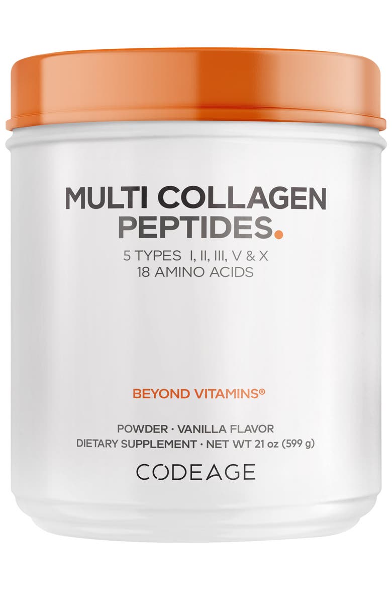 Multi Collagen Peptides Vanilla, 5 Types, Grass-Fed, Bone Broth, Main, color, White