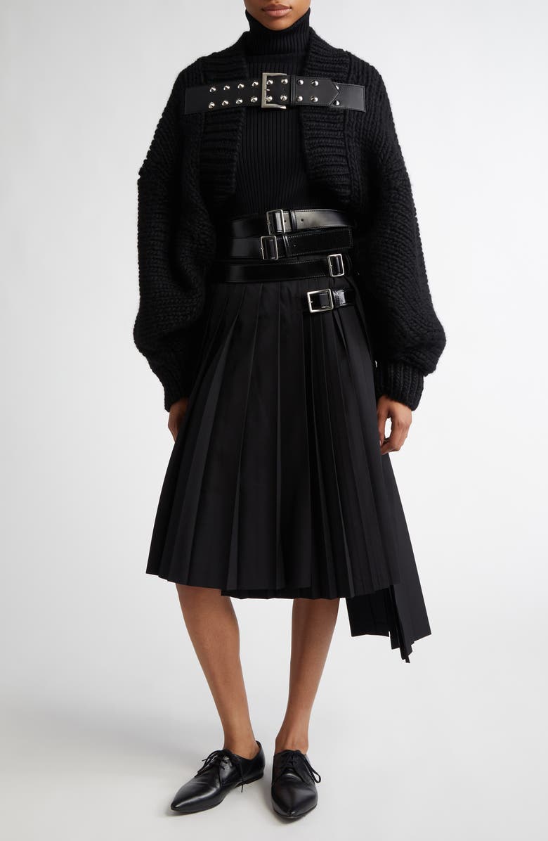 Junya Watanabe Spike Belt Wool Cardigan, Alternate, color,