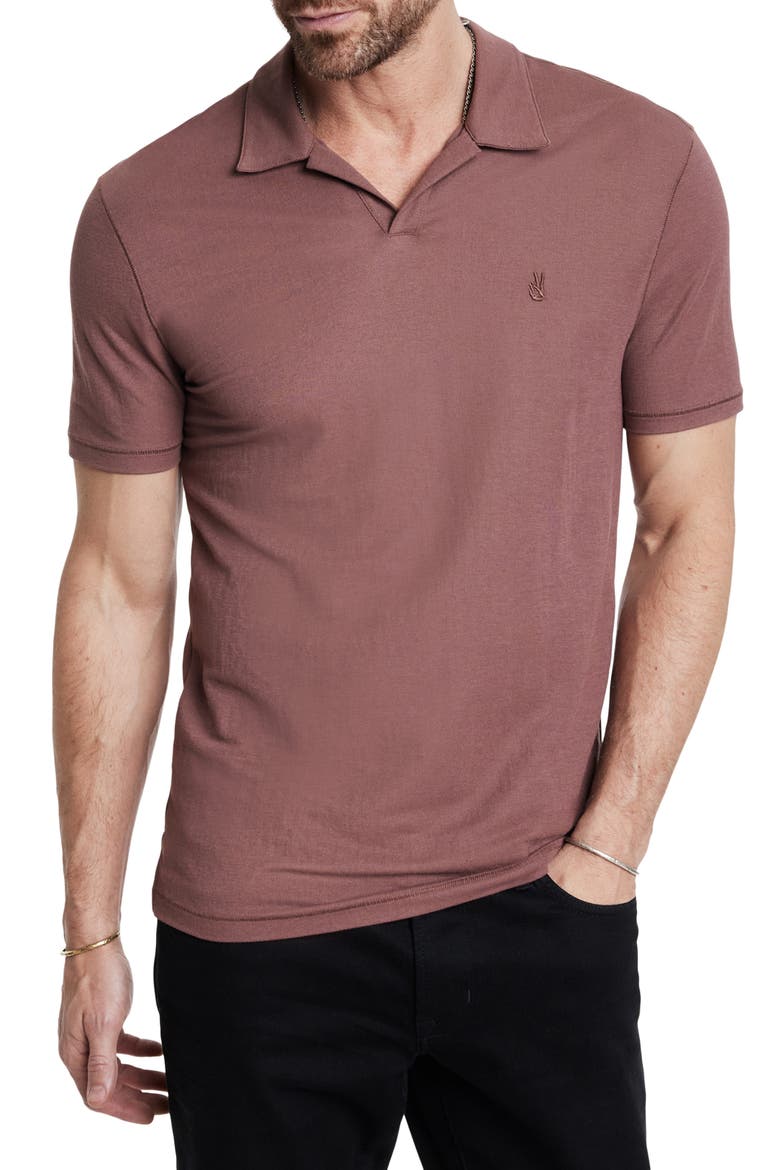Leroy Johnny Collar Solid Piqué Polo, Main, color, MAUVEWOOD