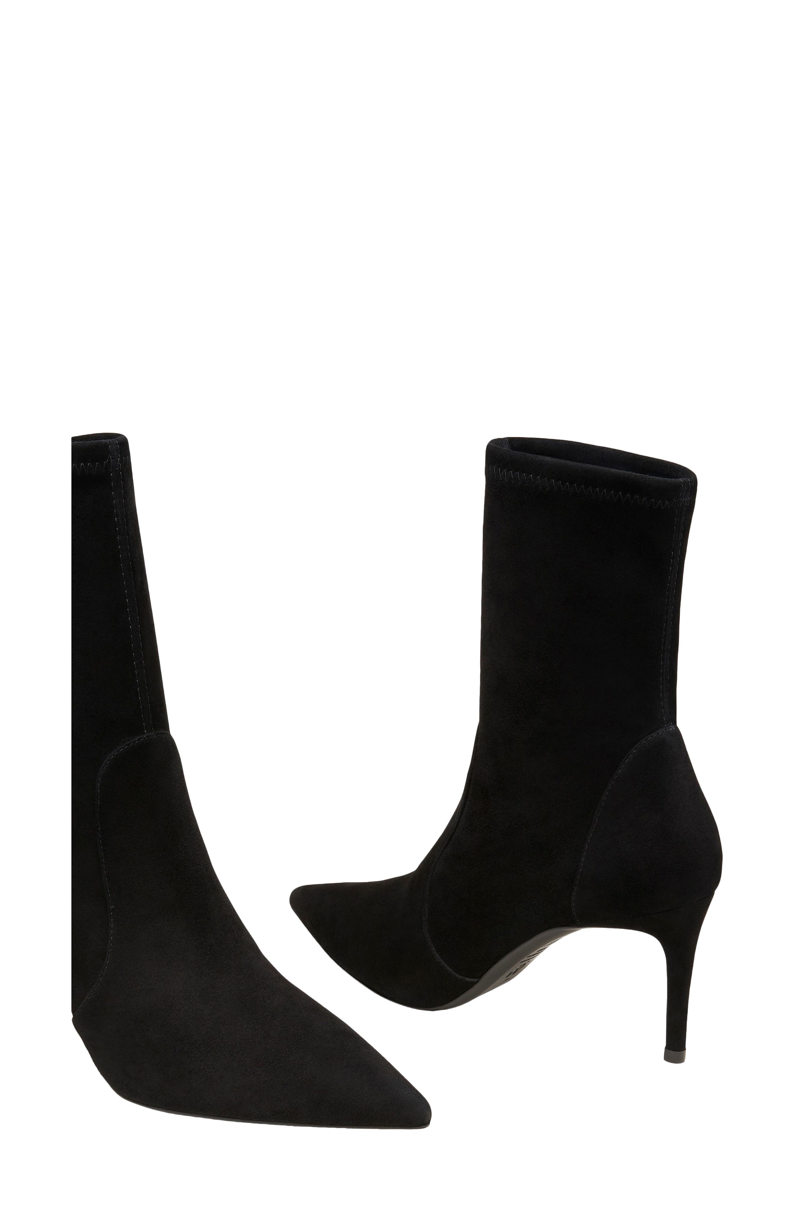 Stuart Weitzman Stuart Pointed Toe Bootie, Alternate, color, Black