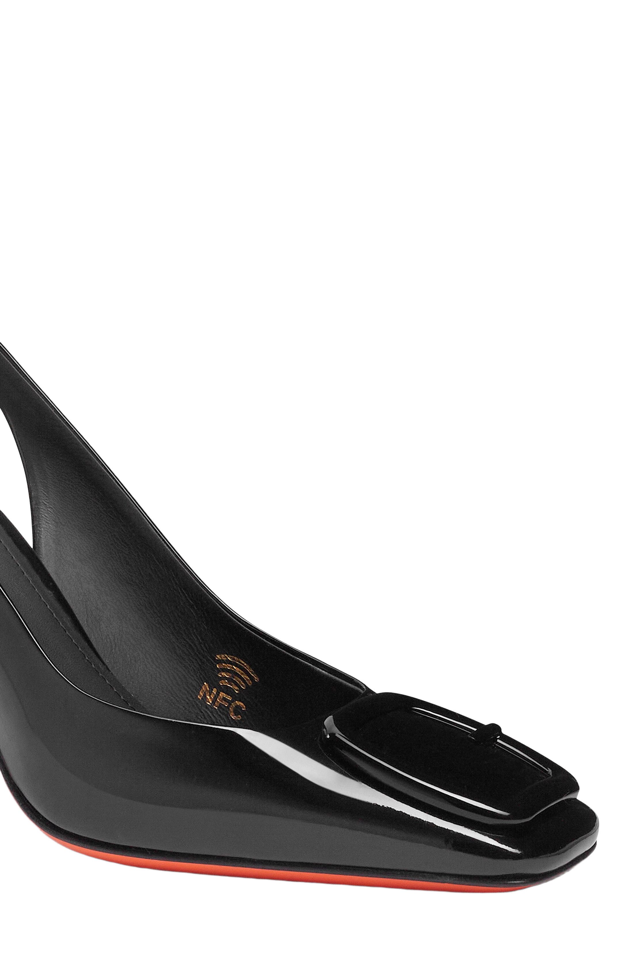 Santoni Women's patent leather high-heel slingback, Alternate, color, 