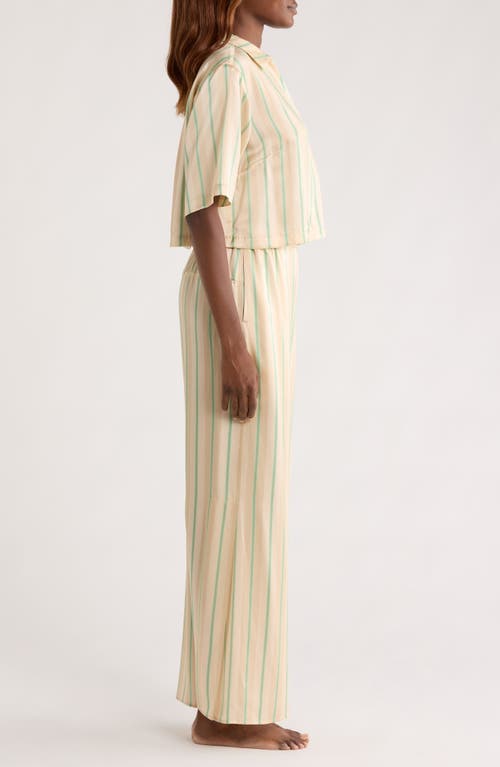Lunya Washable Silk High Rise Pants Set Pampas Stripe In Yellow