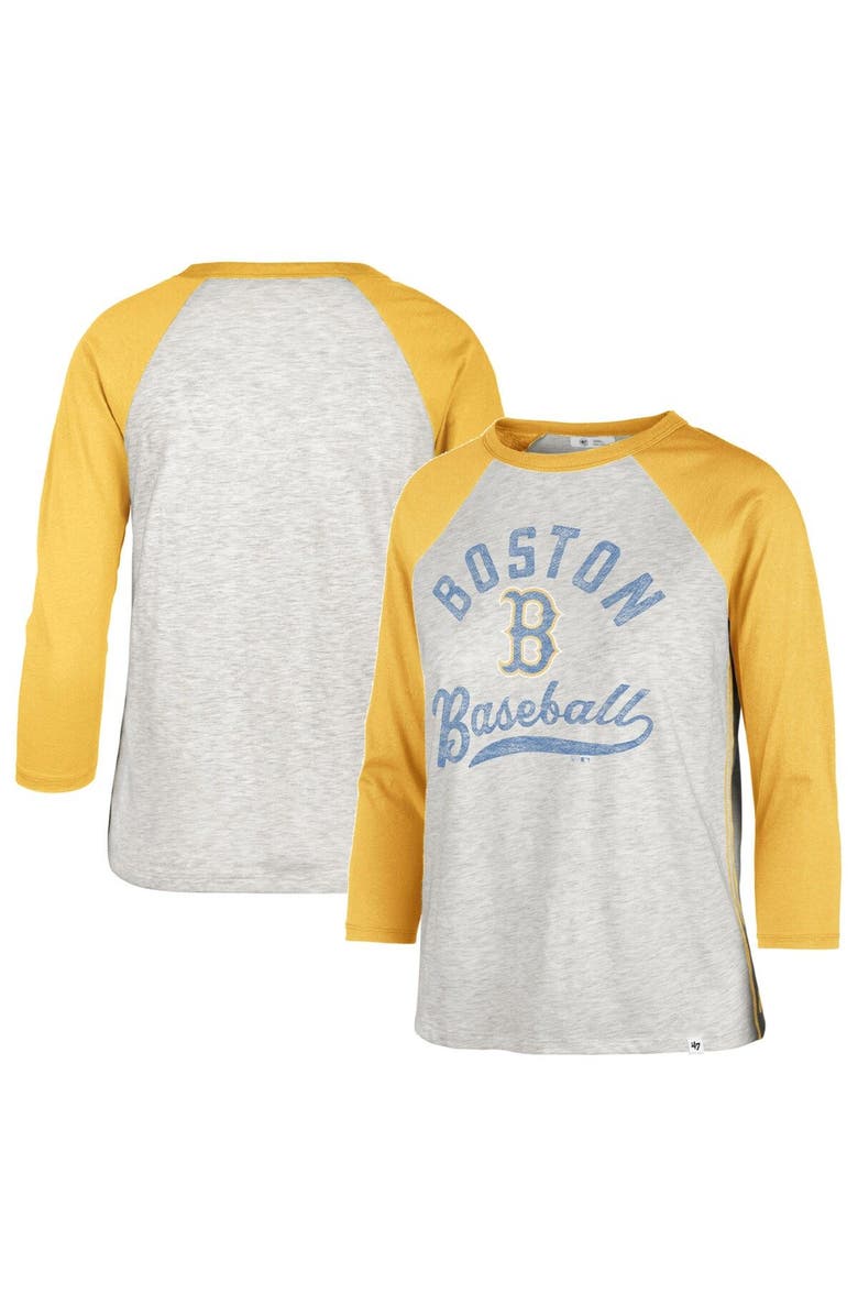 '47 Women's '47 Gray Boston Red Sox City Connect Retro Daze Ava Raglan 3/4-Sleeve T-Shirt, Main, color,