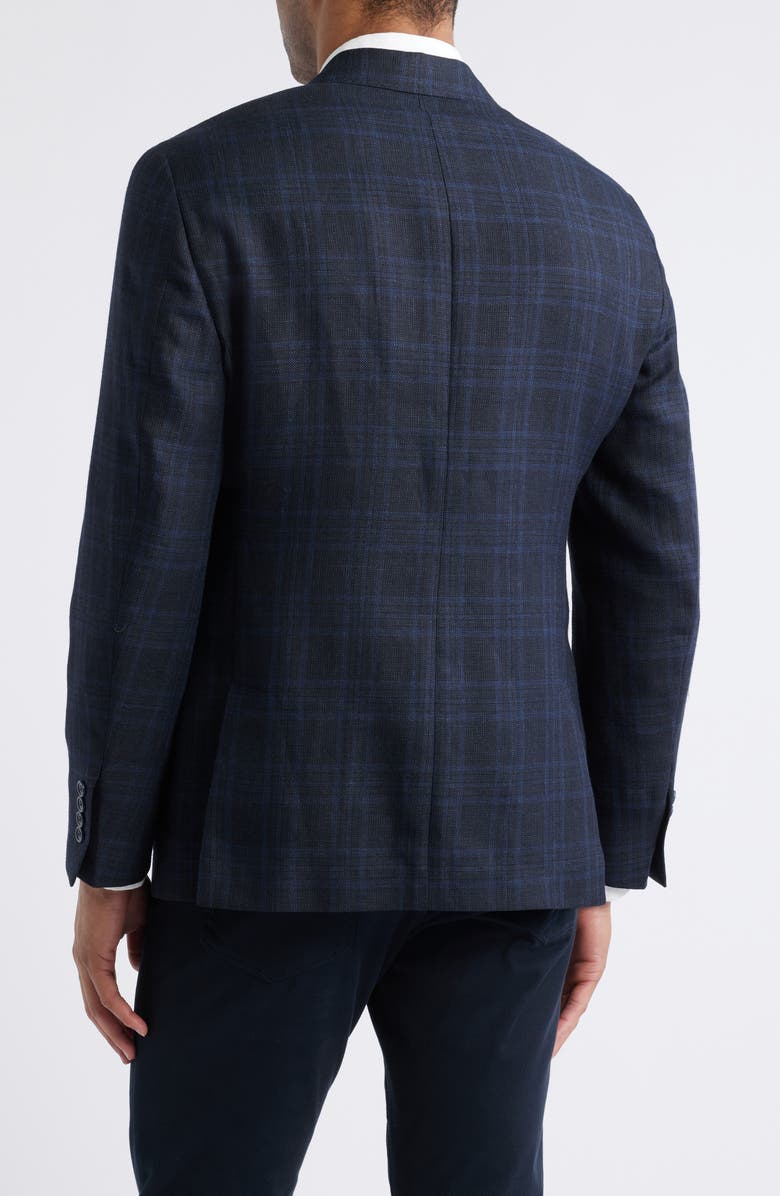 Vince Iker Regular Fit Plaid Linen & Wool Sport Coat, Alternate, color, Blue/ Black