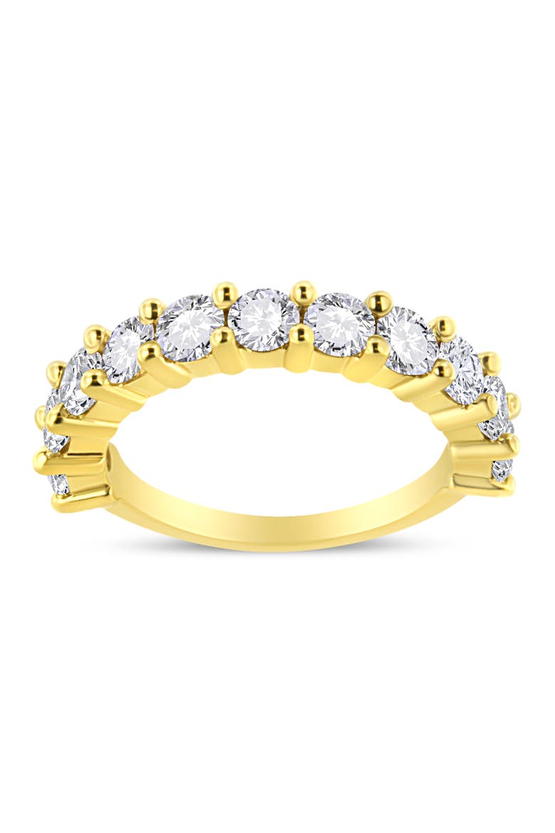 14K Gold Over Silver 2.00 Cttw Diamond 11 Stone Band Ring, Main, color, Yellow Gold over Silver