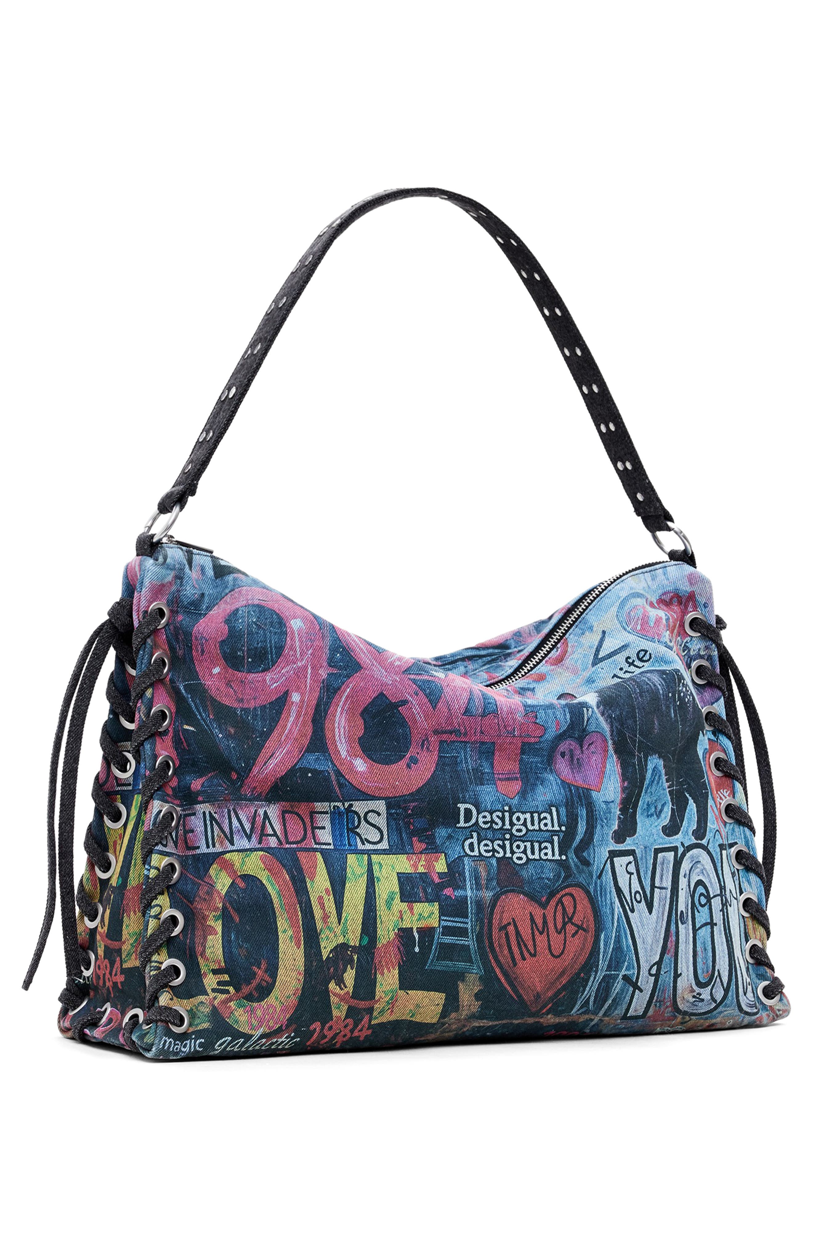 Desigual Denim Shoulder Bag, Alternate, color, 
