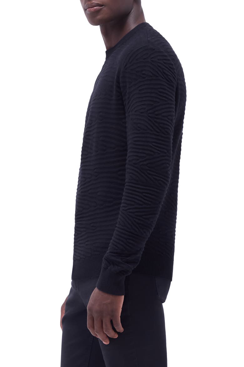 Textured Cotton, Silk & Cashmere Crewneck Sweater, Alternate, color, BLACK