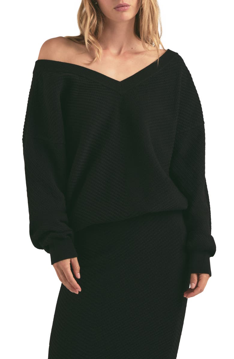 Favorite Daughter The Violet One-Shoulder Rib Sweater, Main, color,
