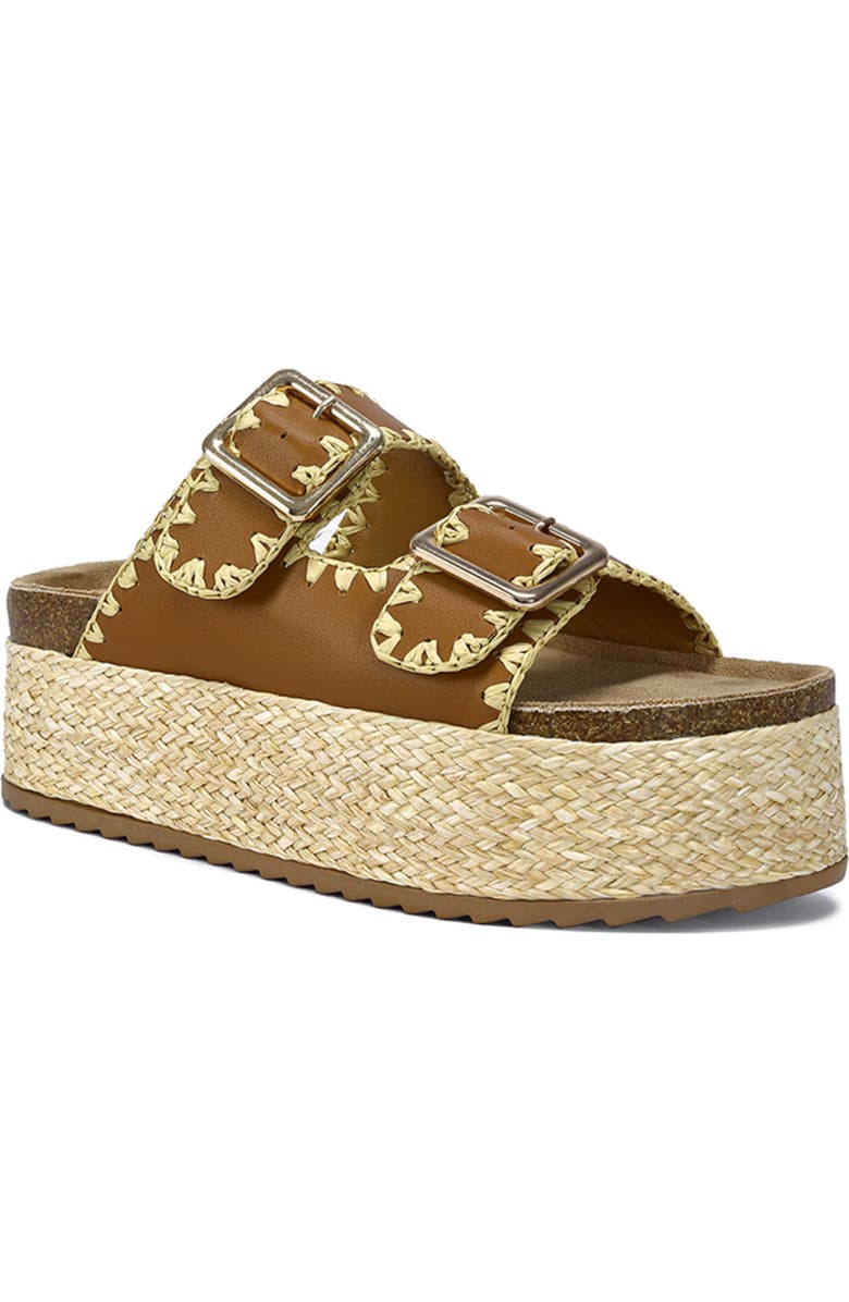 AZALEA WANG Calluna Platform Slide Sandal, Main, color, Tan