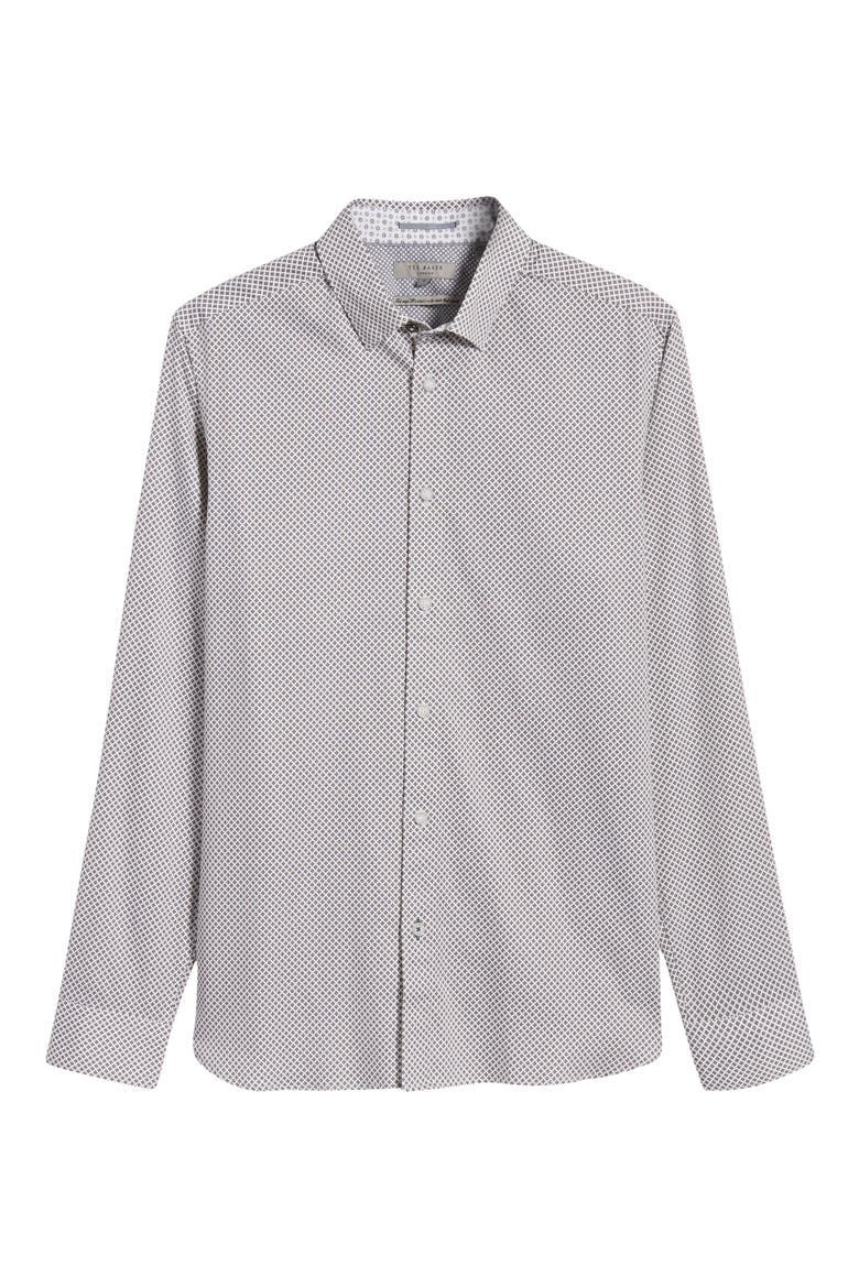 Hamtie Slim Fit Geo Print Button-Up Shirt, Alternate, color, WHITE