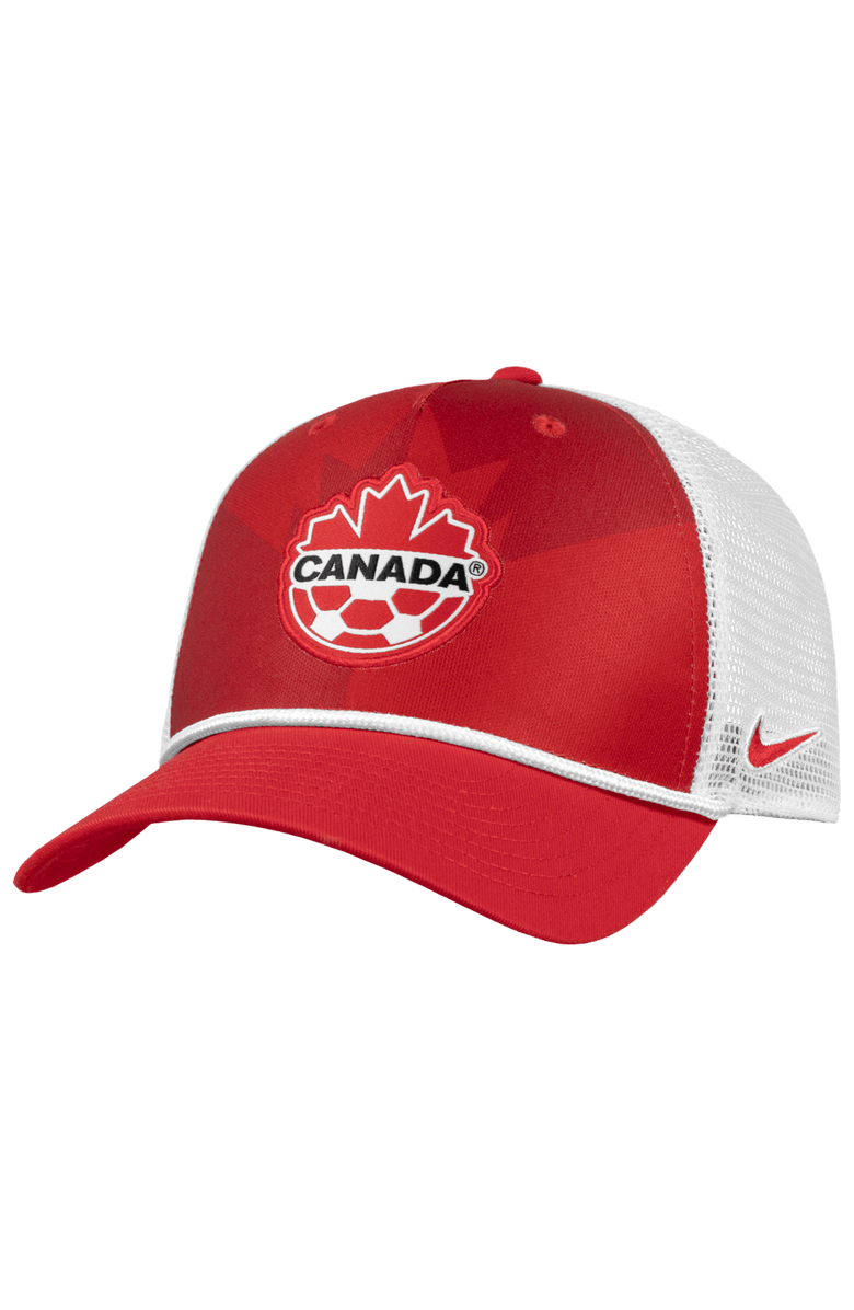 Nike Men's Nike  Red/White Canada Soccer Rise Rope Trucker Adjustable Hat, Main, color, Red