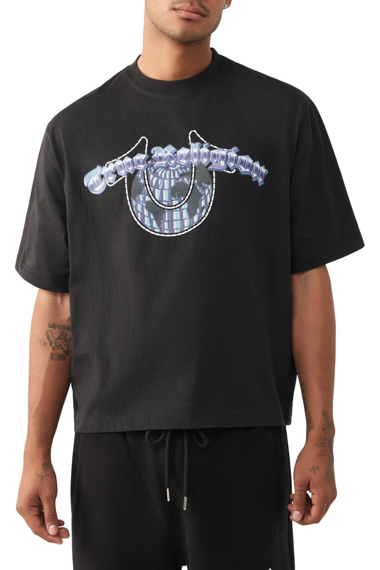 Chrome Logo Boxy Graphic T-Shirt, Main, color, JET BLACK