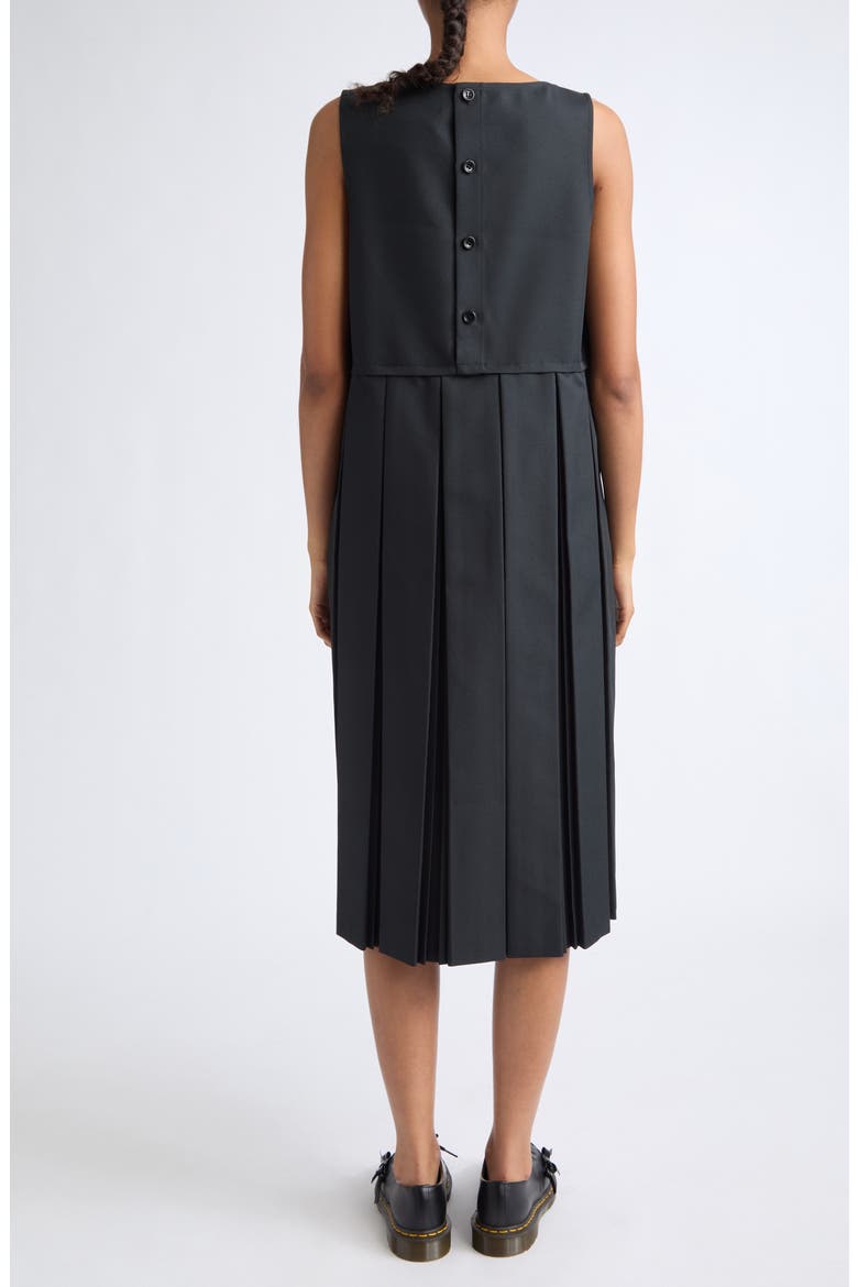 Pleated Twill Midi Dress, Alternate, color, BLACK