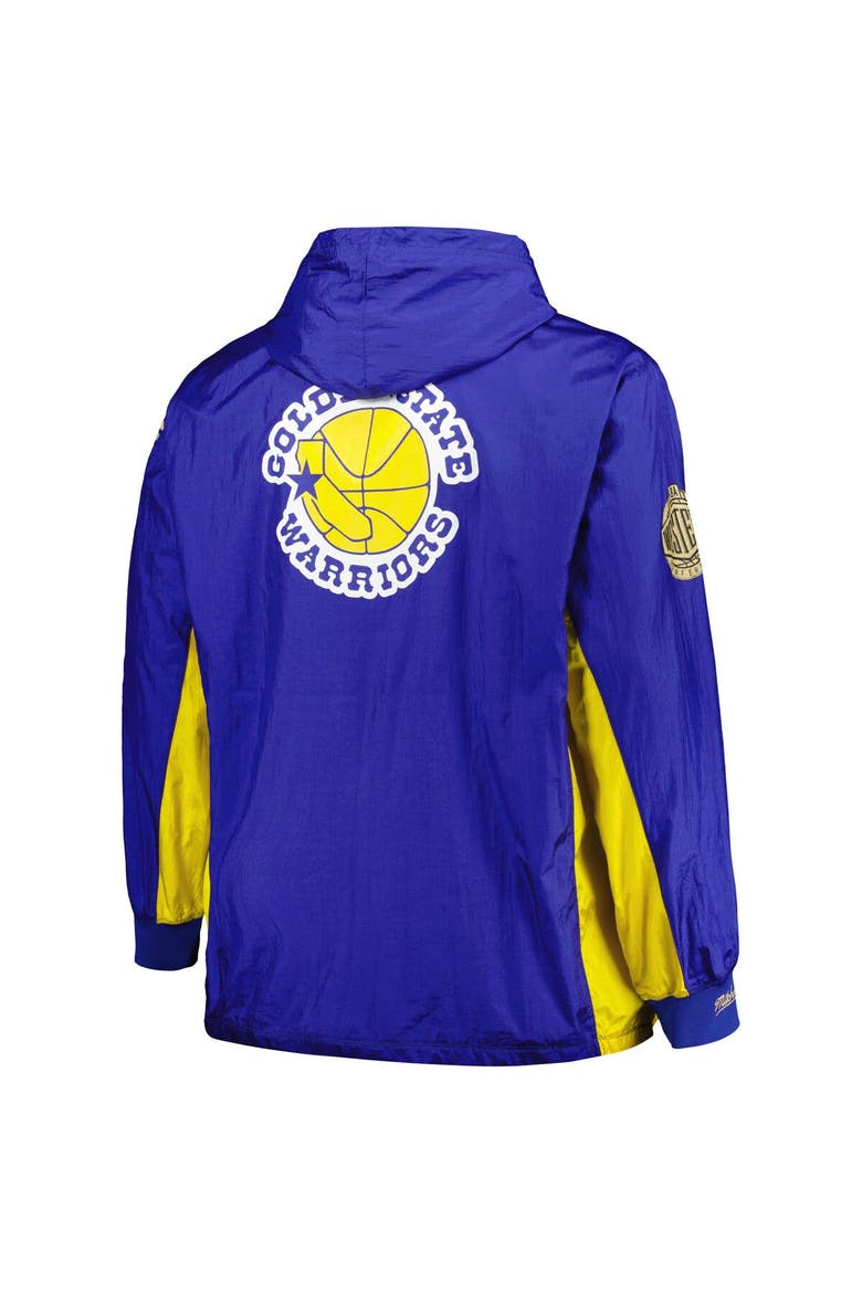 Men's Mitchell & Ness Royal Golden State Warriors Big & Tall Hardwood Classics Team OG 2.0 Anorak Hoodie Quarter-Zip Windbreaker Jacket, Alternate, color, Royal