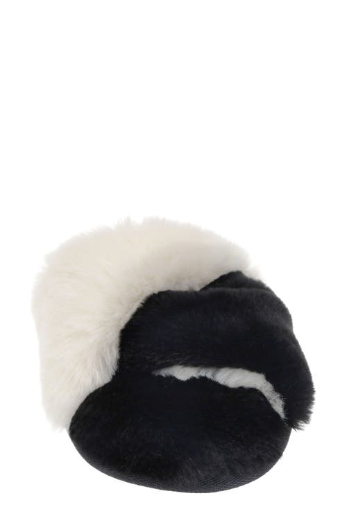Rachel Roy Plush Twist Faux Fur Slide Slipper In Black