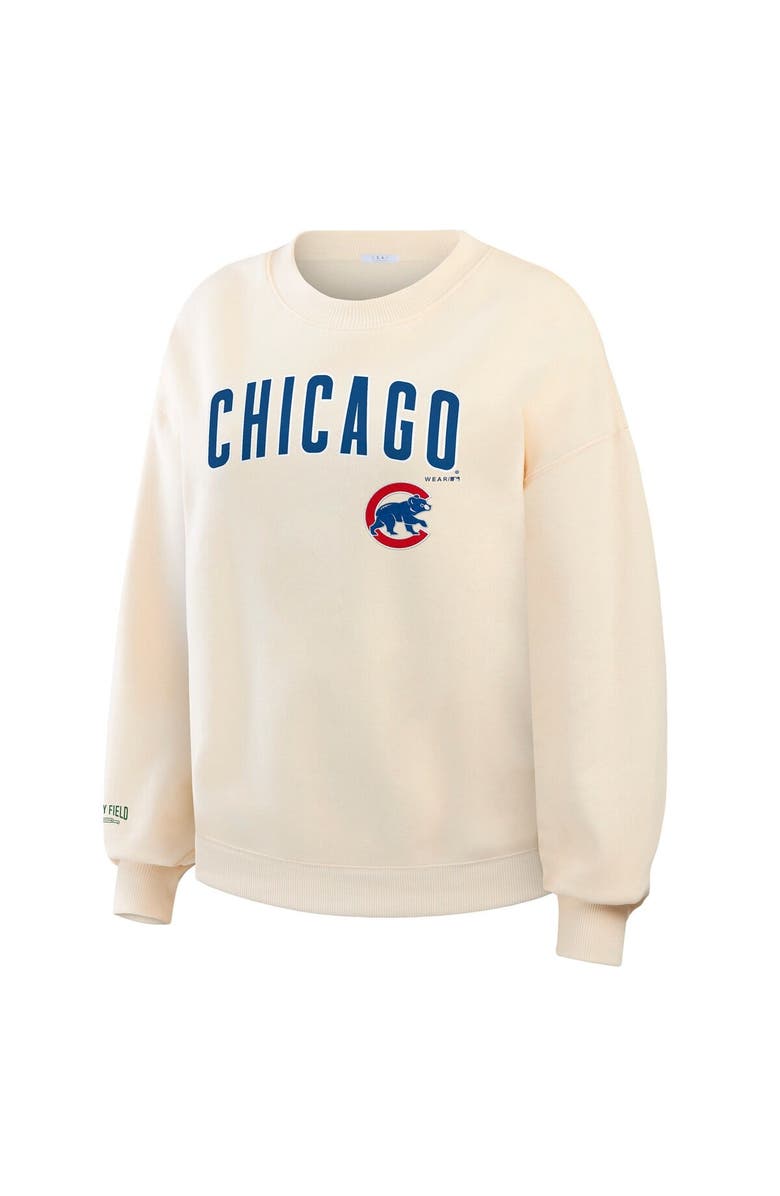 WEAR by Erin Andrews Women's WEAR by Erin Andrews Cream Chicago Cubs Heavyweight Crew Neck Sweatshirt, Alternate, color, Cream