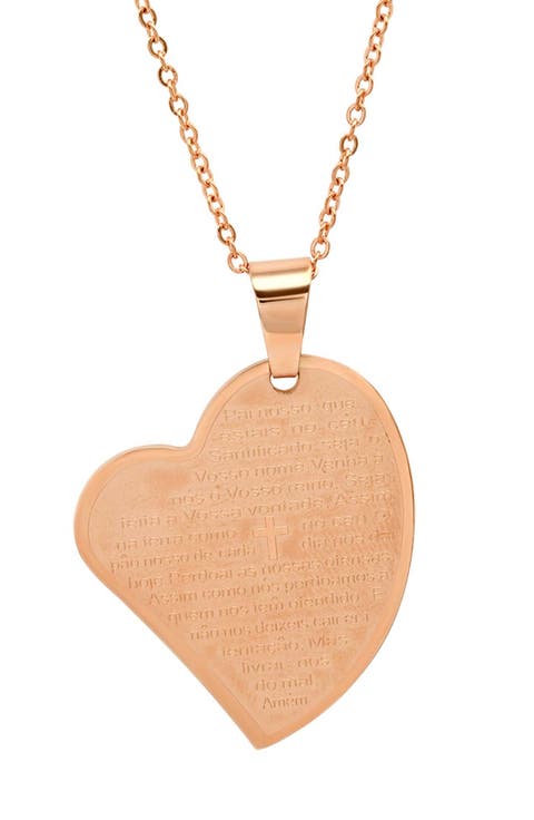 18k Rose Gold Plated Heart Pendant Necklace