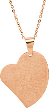 STEELTIME 18k Rose Gold Plated Heart Pendant Necklace