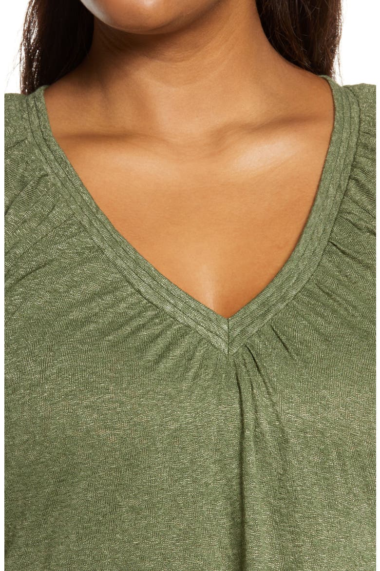 Caty V-Neck Balloon Sleeve Top, Alternate, color, OLIVE