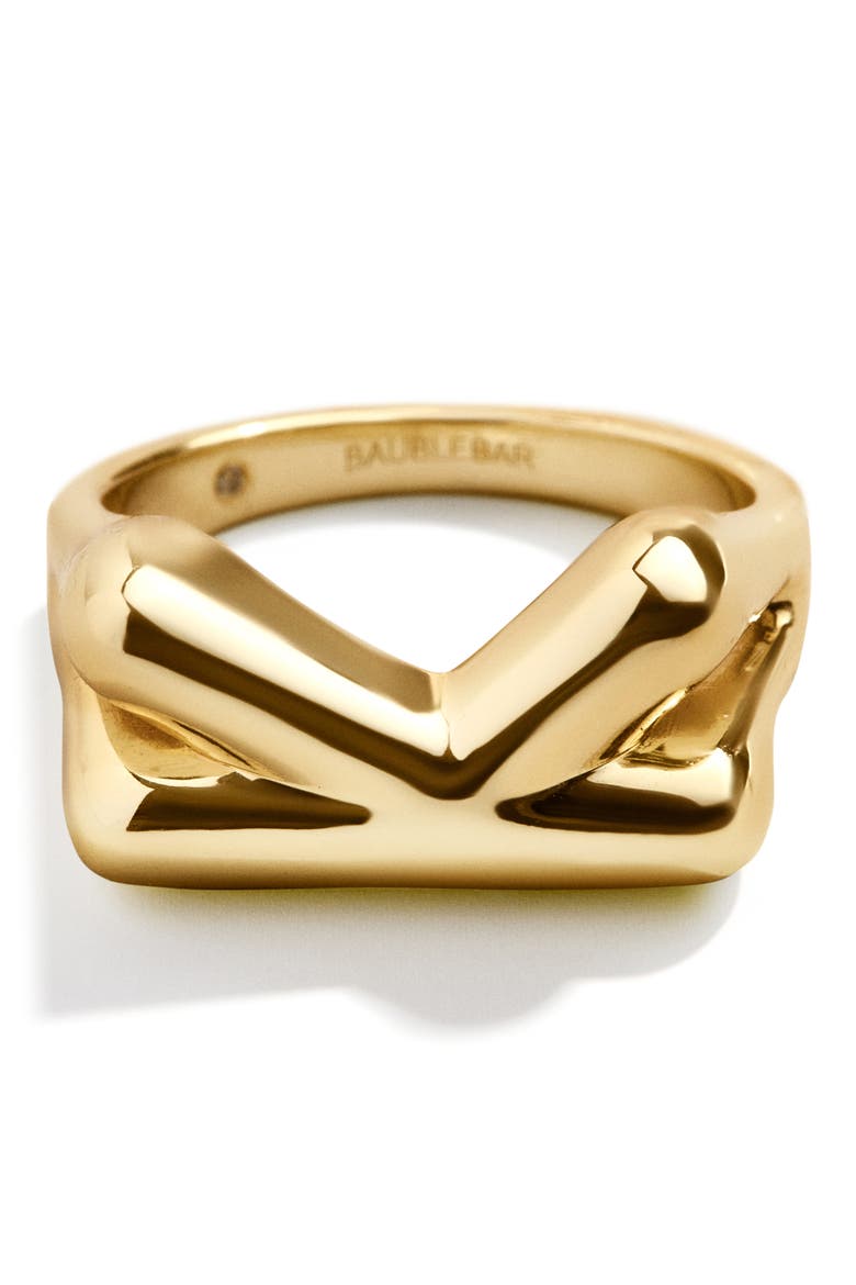 Pavé Bubble Initial Ring, Alternate, color, GOLD INITIAL