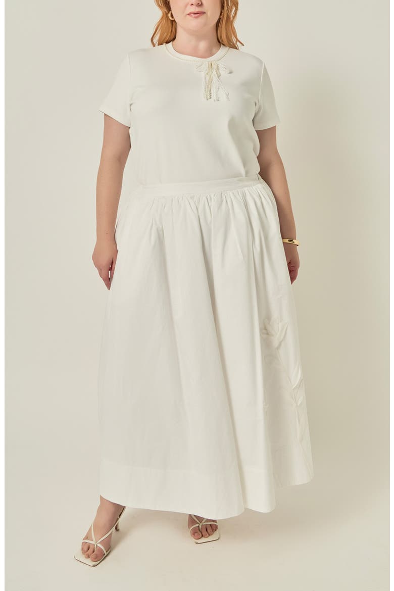 Pearly Bead Lace Bow Top, Alternate, color, WHITE