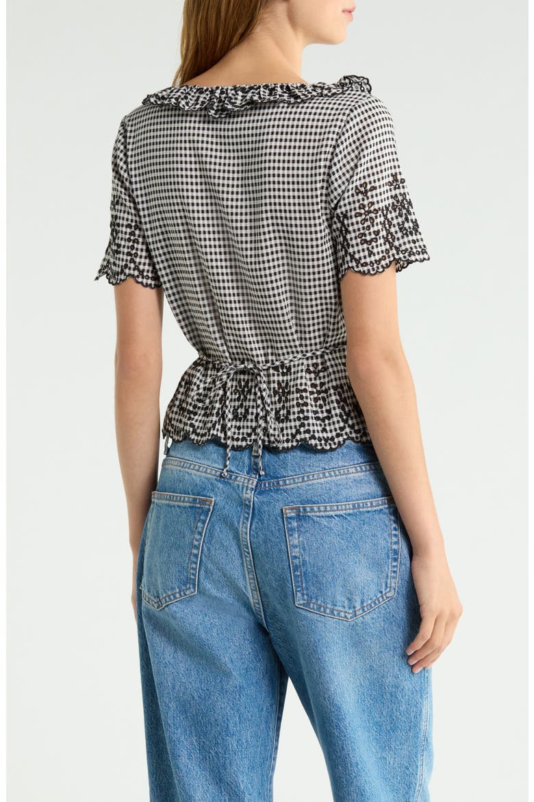 Gabbie Gingham Embroidered Woven Top, Alternate, color, REMY CHECK
