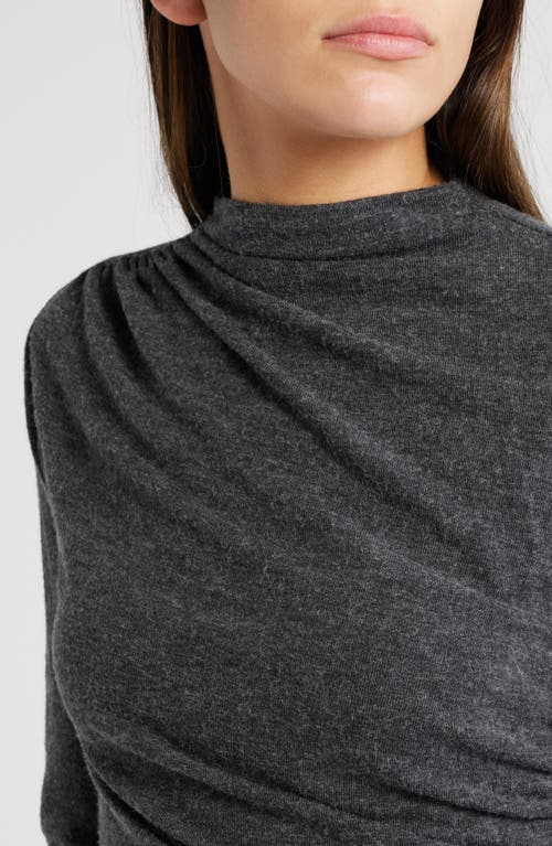 Rails Joelle Ruched Funnel Neck Top In Charcoal