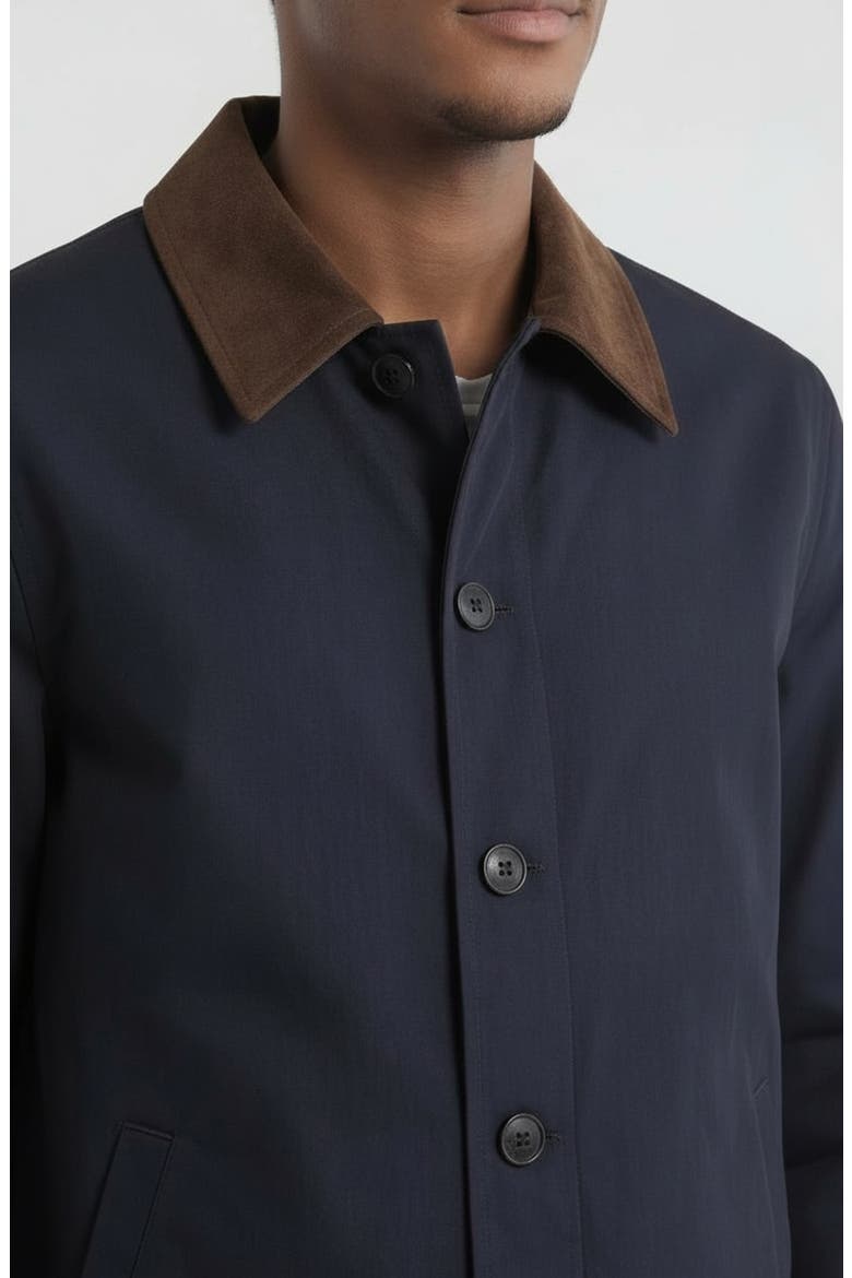 Faux Suede Collar Cotton Canvas Jacket, Alternate, color, NAVY