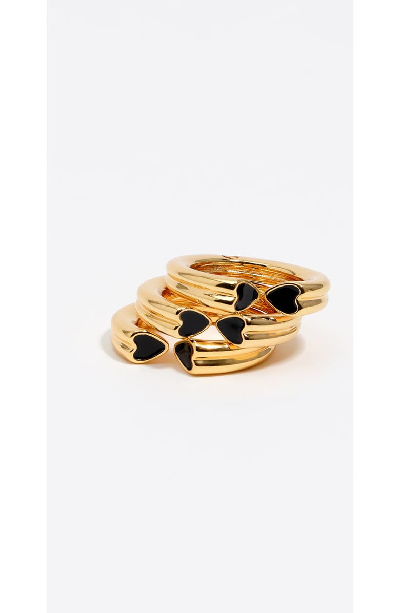 Bimba y Lola Heart Triple Modular Ring, Alternate, color, Black