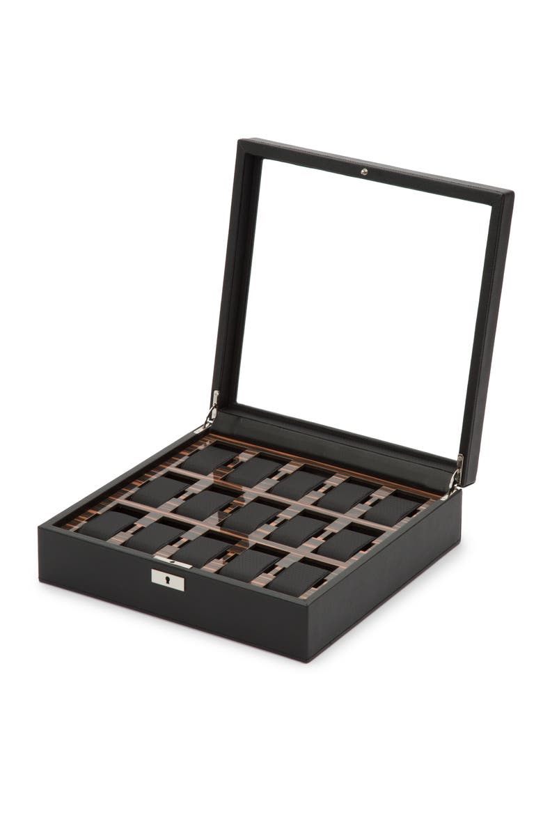 Roadster 15 Piece Watch Box, Alternate, color, BLACK