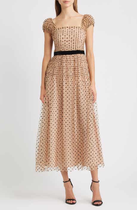 Lucy Paris Saison Flock Polka Dot Cocktail Dress