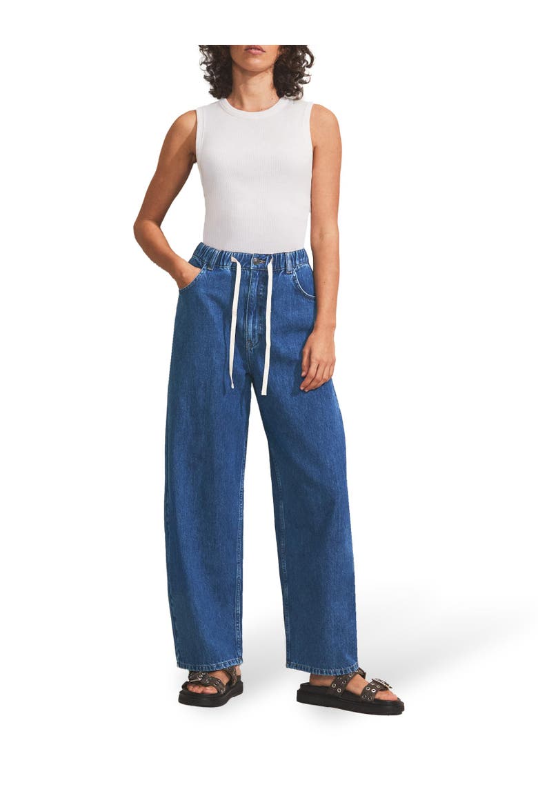 Denim Drawstring Waist Jeans, Alternate, color, Blue