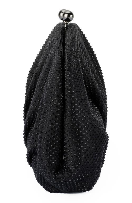 Olga Berg Aria Gathered Satin Frame Clutch In Black