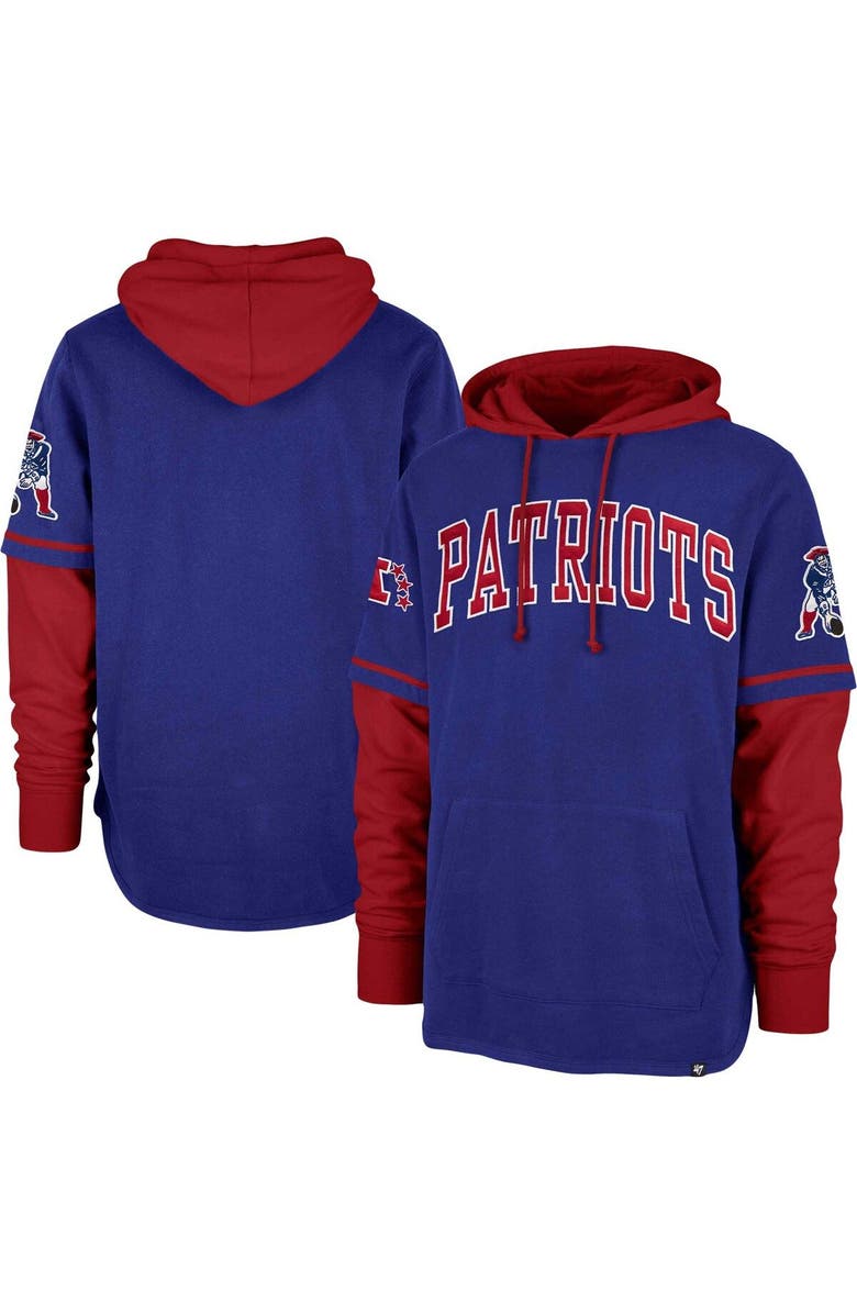 '47 Men's '47 Royal New England Patriots Shortstop Pullover Hoodie, Main, color, Royal