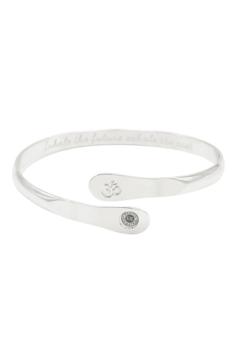 Hollywood Sensation Yoga Bracelets, Om Bracelets, Engraved Bracelets Inhale the future exhale the past- The Om Symbol, Main, color, Silver