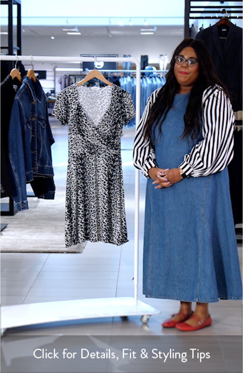 Leopard Print Surplice Neck Dress, sales video thumbnail