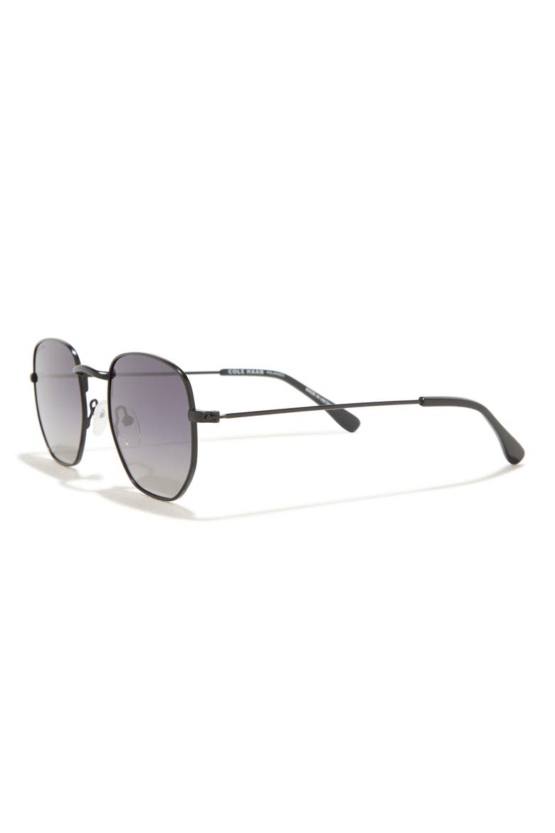 51mm Polarized Angular Round Sunglasses, Alternate, color, BLACK